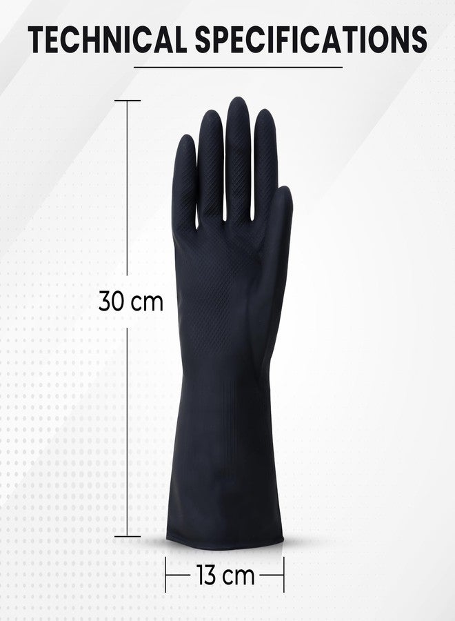 Robustt Heavy Duty Rubber Hand gloves - 1 Pair (Free Size, Black) for Dishwashing, gardening, kitchen cleaning - Image 4